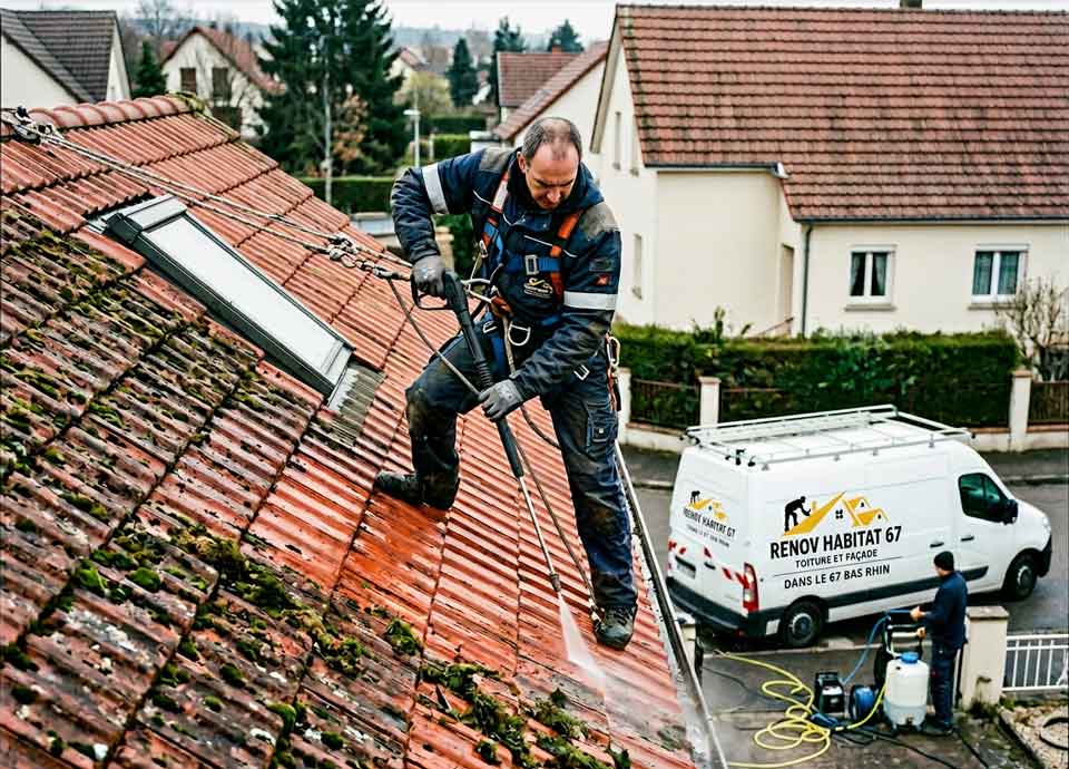 nettoyage et démoussage de toiture à Strasbourg